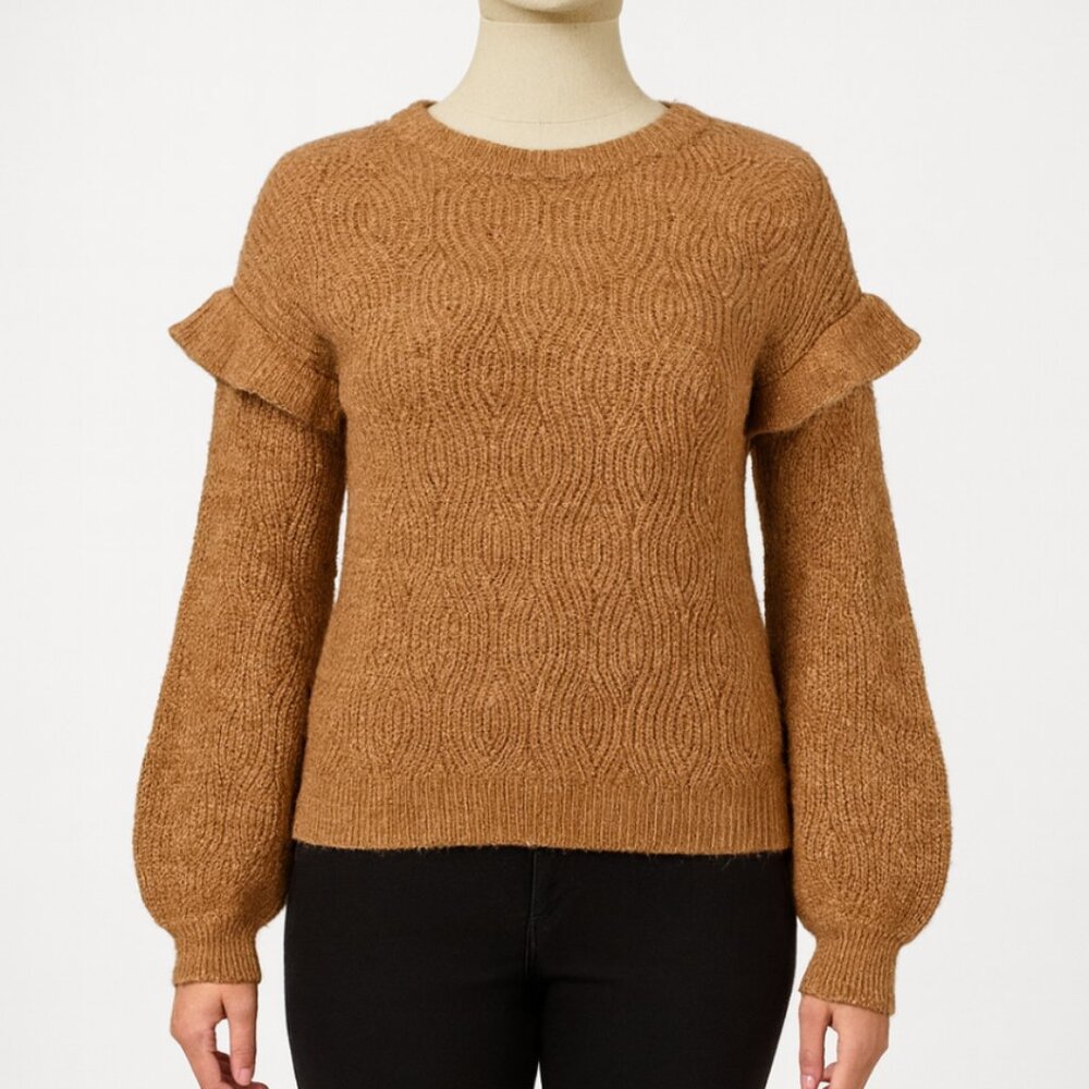 Belle by Belldini Sweater Womens Large Brown Chunky Knit Boho Neutral Minimalist